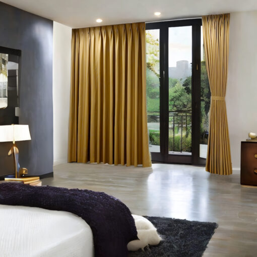 Rèm vải 1 lớp màu nâu sang trọng cho phòng ngủ
