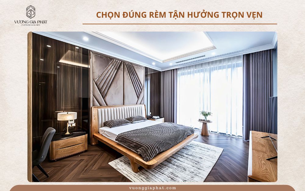 Rèm phòng ngủ thiết kế đơn giản – dễ phối nội thất hiện đại, tối giản.