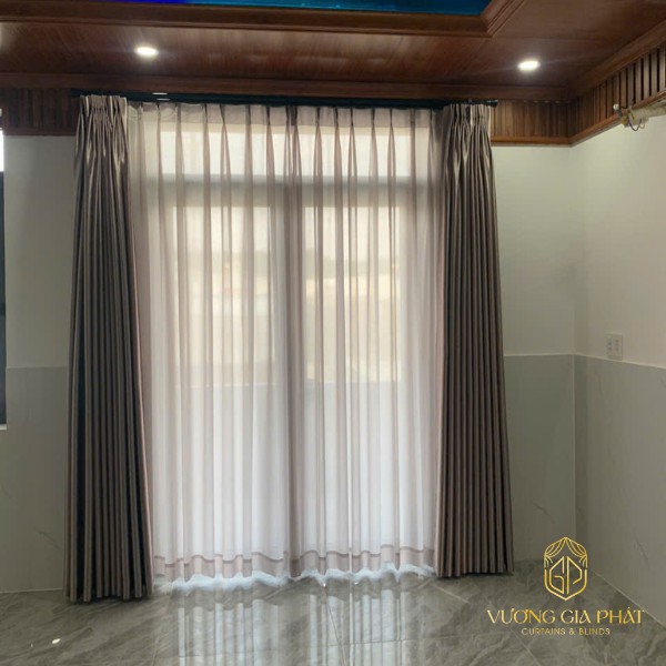 Rèm cửa Bình Dương mẫu rèm vải 2 lớp phòng khách hiện đại