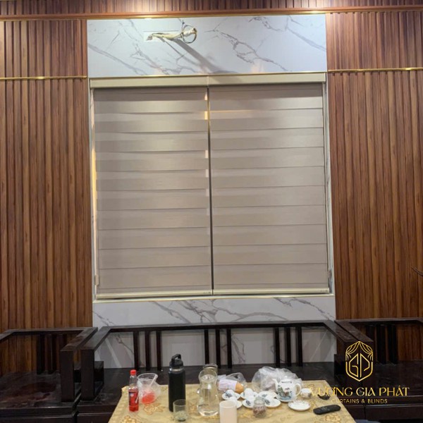 Rèm cửa Bình Dương mẫu rèm vải 2 lớp phòng khách hiện đại