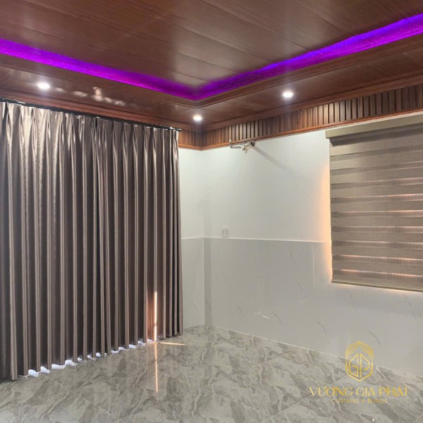 Rèm cửa Bình Dương mẫu rèm vải 2 lớp phòng khách hiện đại