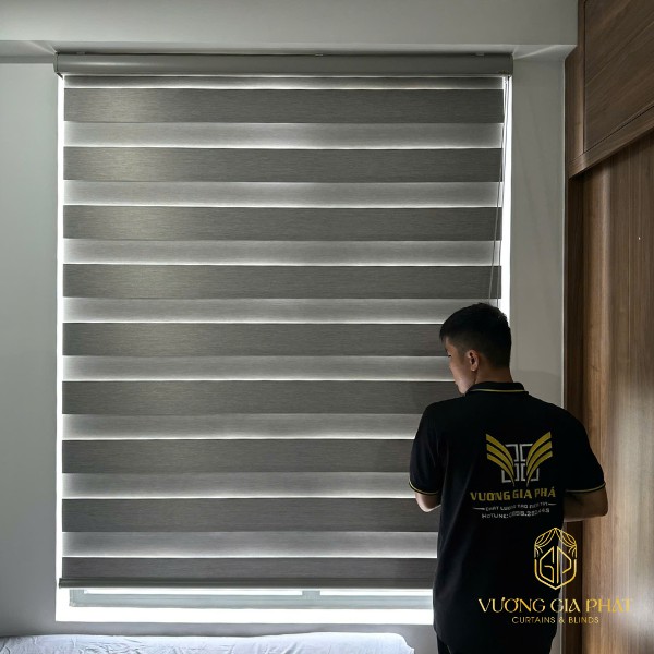 Rèm cửa Bình Dương mẫu rèm cầu vồng màu xám hiện đại
