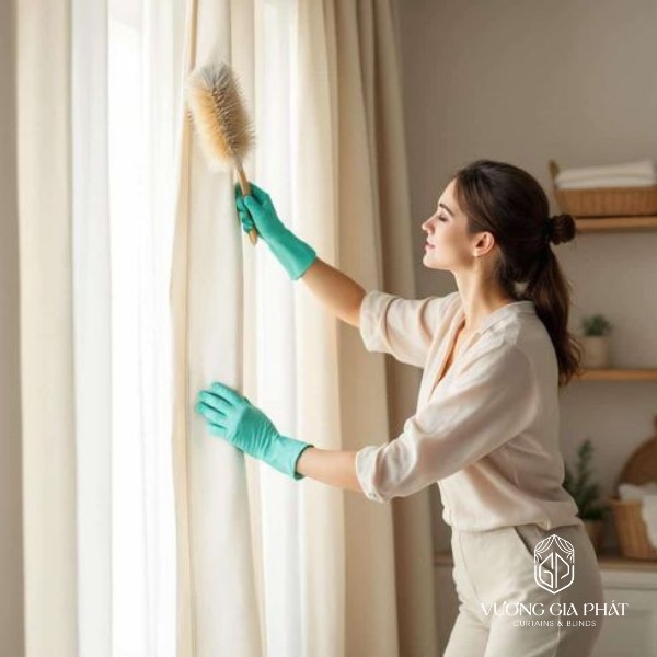 cửa hàng về sinh rèm tại tphcm vệ sinh rèm vải phủi bủi bằng chồi lông 
