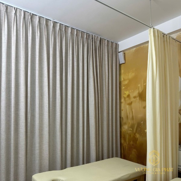 thi công rèm spa quận 8 thi công rèm linen màu nude cho spa