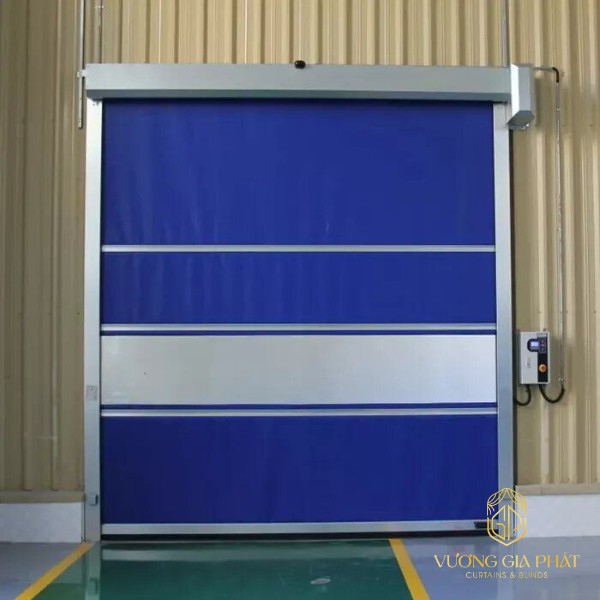 Mẫu rèm cửa chống cháy rèm cuốn màu xanh dương cao cấp