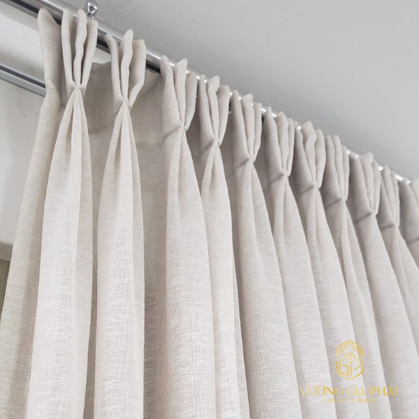 Kiểu may rèm cửa xếp ly 3 ly bằng vải cao cấp.