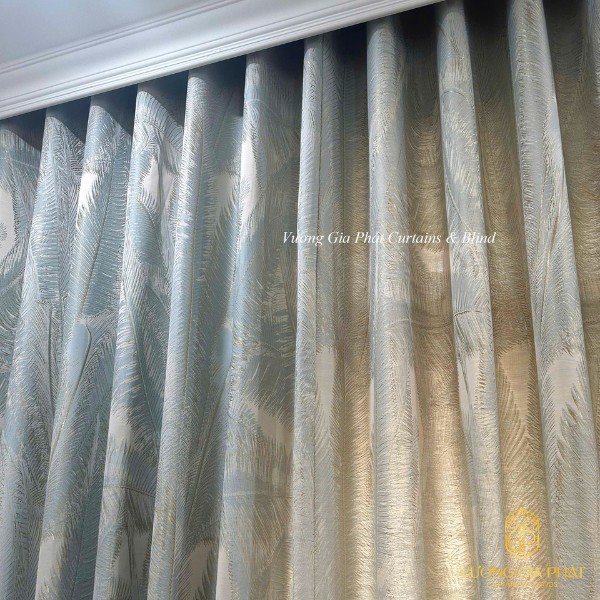 Rèm Cửa Quận Tân Bình các sóng rèm vải màu xanh
