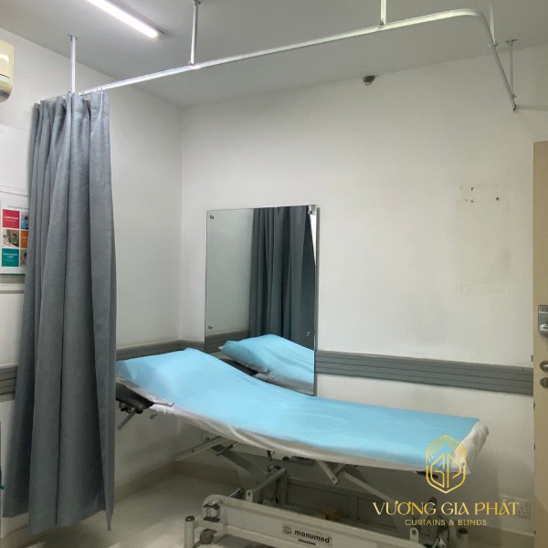 Rèm Y Tế Có Ray Hạ Trần Chữ L Màu Xám